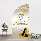Lofaris 50 And Fabulous Gold Happy Birthday Half Moon Arch Backdrop